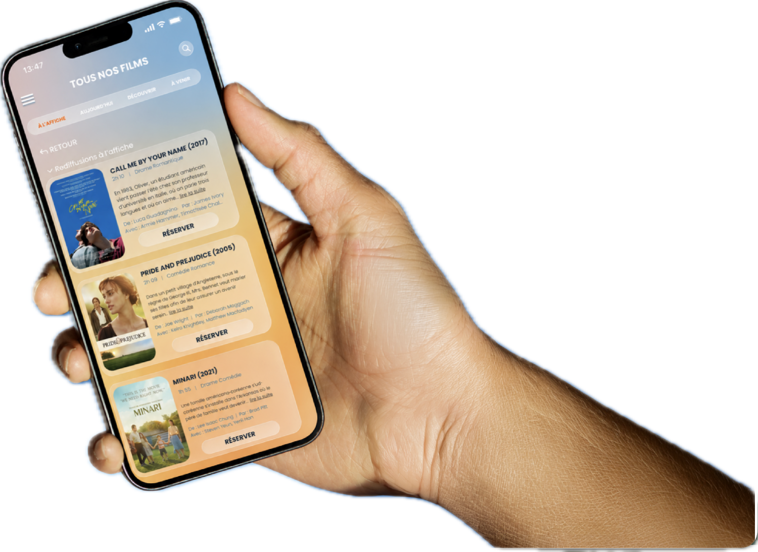 L'application Mégarama en main